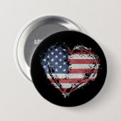 Patriotisches amerikanisches Herz in Grunge Button (Vorne & Hinten)