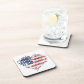 Patriotisches amerikanisches Herz in Grunge Getränkeuntersetzer (Rechte Seite)