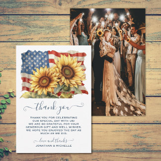 Patriotisches amerikanisches Hochzeitsfahn-FOTO Dankeskarte