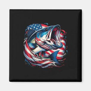 Patriotisches Angeln 4. Juli Männer Amerikanische Magnet