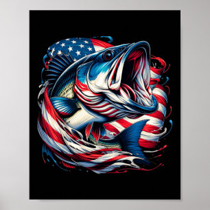 Patriotisches Angeln 4. Juli Männer Amerikanische  Poster