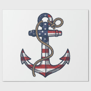 Patriotisches Anker-Vintage-Vektordesign_1 Geschenkpapier