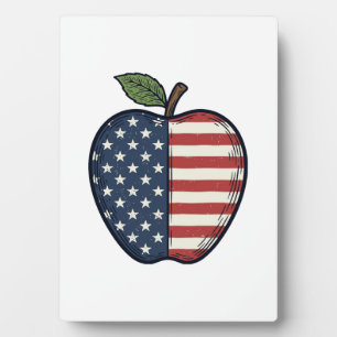 Patriotisches Apfel-Vintage-Stichvektor-Design_1 Fotoplatte