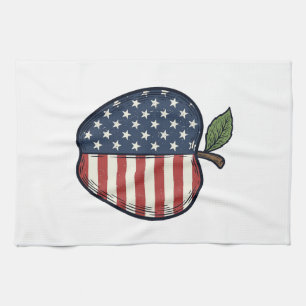 Patriotisches Apfel-Vintage-Stichvektor-Design_1 Geschirrtuch