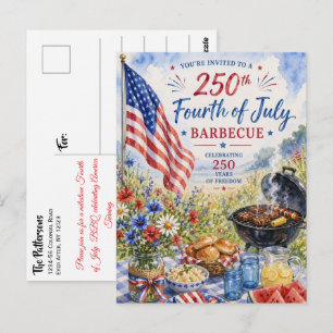Patriotisches Aquarell 250 Jahre Fourth of July BB Postkarte