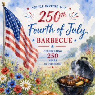 Patriotisches Aquarell 250 Jahre Fourth of July BB Postkarte