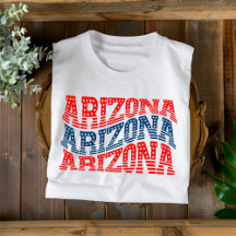 Patriotisches Arizona-Rot-Blau-Boho-T-Shirt 
