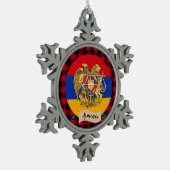 Patriotisches Armenien, Büffel kariert, armenische Schneeflocken Zinn-Ornament (Links)