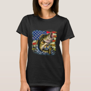 Patriotisches B Angeln Amerikanische Flagge Vintag T-Shirt