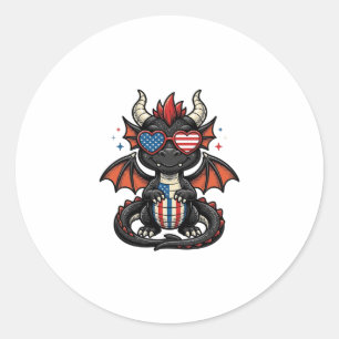 Patriotisches Baby-Drache Vintage-Vector-Shirt-Des Runder Aufkleber