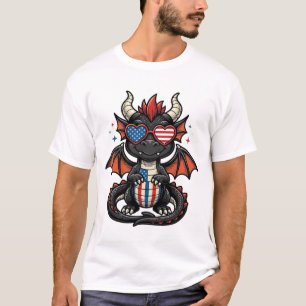 Patriotisches Baby-Drache Vintage-Vector-Shirt-Des T-Shirt