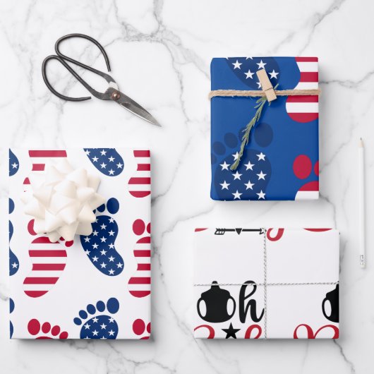 PATRIOTISCHES BABY WRAPPPAPIER GESCHENKPAPIER SET (Vorderseite)