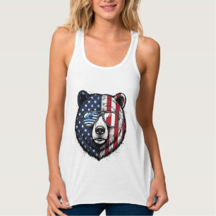 Patriotisches Bär-Brillengestell Vintage-Vector-Sh Tank Top