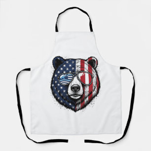 Patriotisches Bär Sonnenbrille Vintage Vektor Shir Schürze