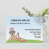 Patriotisches Bärn-Picknick, GRILLEN Einladung (Stehend Vorderseite)