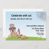 Patriotisches Bärn-Picknick, GRILLEN Einladung (Vorne/Hinten)