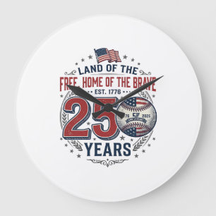 Patriotisches Baseball 250 Jahre Vintage-Shirt-Des Große Wanduhr