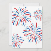 Patriotisches Baseball & Feuerwerk 4. Juli Party Einladung (Rückseite)