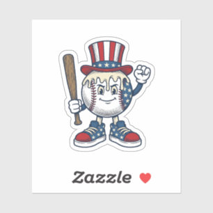 Patriotisches Baseball-Maskottchen Vintage-Stich-D Aufkleber