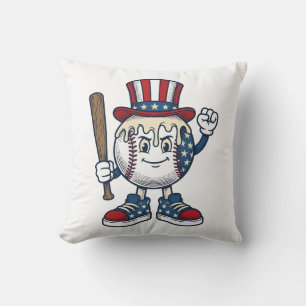 Patriotisches Baseball-Maskottchen Vintage-Stich-D Kissen