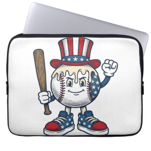 Patriotisches Baseball-Maskottchen Vintage-Stich-D Laptopschutzhülle
