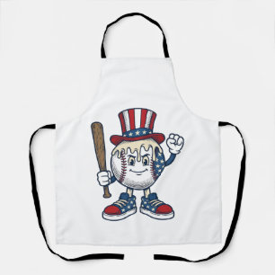 Patriotisches Baseball-Maskottchen Vintage-Stichde Schürze