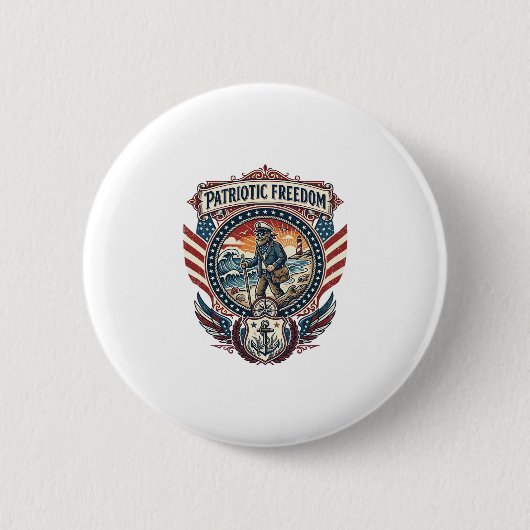 Patriotisches Beachcomber-Vektorgrafik-T-Shirt_1 Button (Vorderseite)
