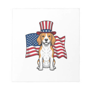Patriotisches Beagle-Hund-Flagge Vintage-Stich-Des Notizblock