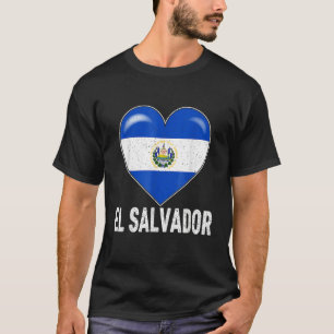 Patriotisches bedrängtes El-Salvador-Flagge-Herz-F T-Shirt