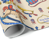 Patriotisches beige Schwingpferdepersonalisiertes Geschenkpapier (Rolleneckpunkt)
