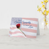 Patriotisches Beileid Flag und Rose Karte (Gelbe Blume)