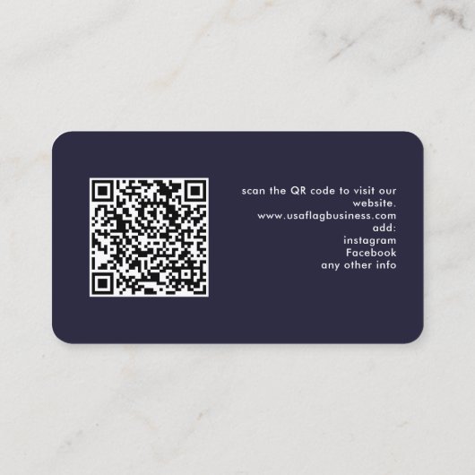 Patriotisches benutzerdefiniertes Logo QR Code Ame Visitenkarte (Rückseite)