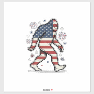 Patriotisches Bigfoot-Vintage-Stickerei-Shirt-Desi Aufkleber