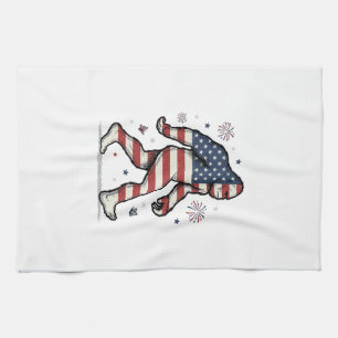 Patriotisches Bigfoot-Vintage-Stickerei-Shirt-Desi Geschirrtuch