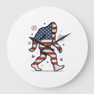 Patriotisches Bigfoot-Vintage-Stickerei-Shirt-Desi Große Wanduhr
