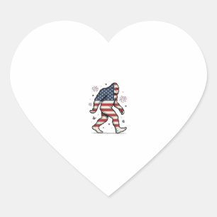 Patriotisches Bigfoot-Vintage-Stickerei-Shirt-Desi Herz-Aufkleber