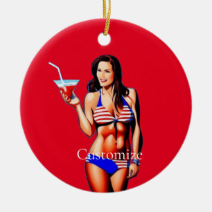 Patriotisches Bikini-Fitness-Model Thunder_Cove  Keramik Ornament