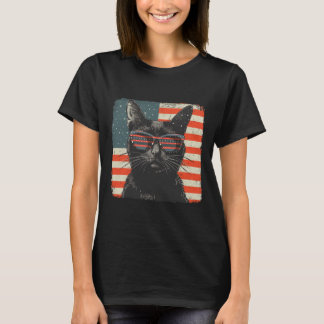 Patriotisches Black Cat Shirt 4. Juli Frauen Männe