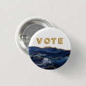Patriotisches Blau-Gold-Achat-Wahl Button (Vorne & Hinten)