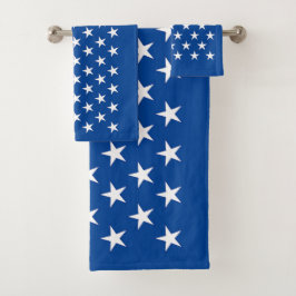 Patriotisches Blau mit 50 White Stars US-Flagge Badhandtuch Set