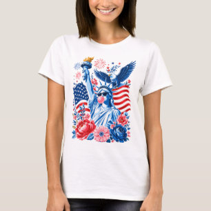 Patriotisches Blumen-Americana-Vier-Juli-Shirt T-Shirt