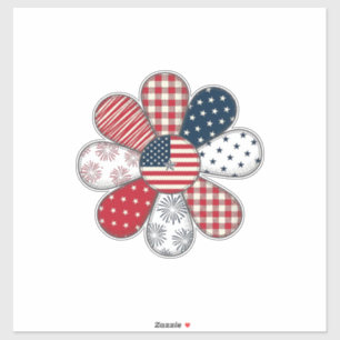 Patriotisches Blumen-Vintage-Vector-Shirt-Design_1 Aufkleber