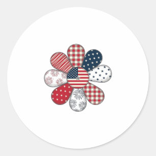 Patriotisches Blumen-Vintage-Vector-Shirt-Design_1 Runder Aufkleber
