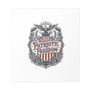 Patriotisches Blumen Vintage Vektorgrafik T-Shirt Notizblock
