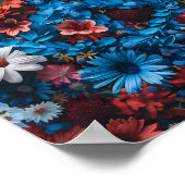 Patriotisches Blumenfriedensymbol-Poster Poster (Ecke)