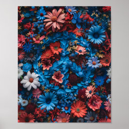 Patriotisches Blumenfriedensymbol-Poster Poster