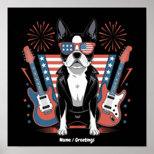 Patriotisches Boston-Terrier-Hundliebhaber-Design Poster