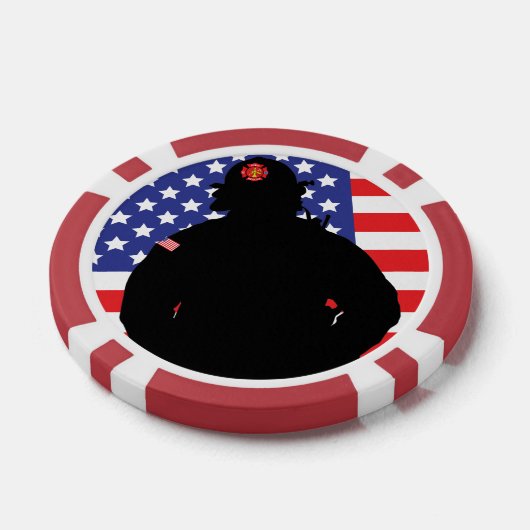 Patriotisches Brandschutzflaggendesign Pokerchips (Einzeln)