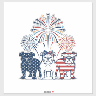 Patriotisches Bulldog-Feuerwerk Vintage-Vektordesi Aufkleber