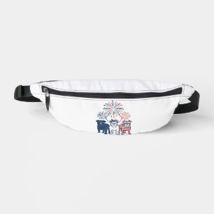 Patriotisches Bulldog-Feuerwerk Vintage-Vektordesi Bauchtasche